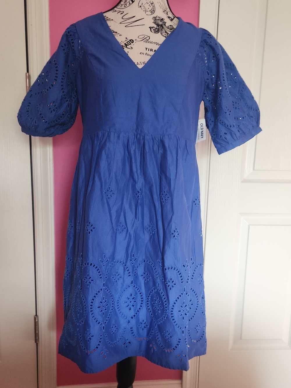 Old Navy Royal Blue Eyelet Midi Dress